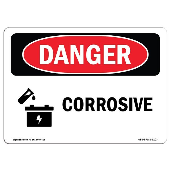 Signmission Safety Sign, OSHA Danger, 5" Height, 7" Width, Corrosive, Landscape, D-57-L-1103 OS-DS-D-57-L-1103